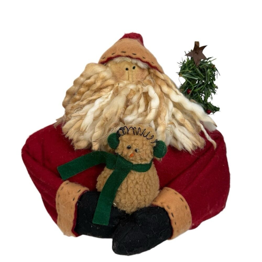 Handmade‎ Primitive Santa Shelf Sitter Christmas Snowman Farmhouse Winter Decor